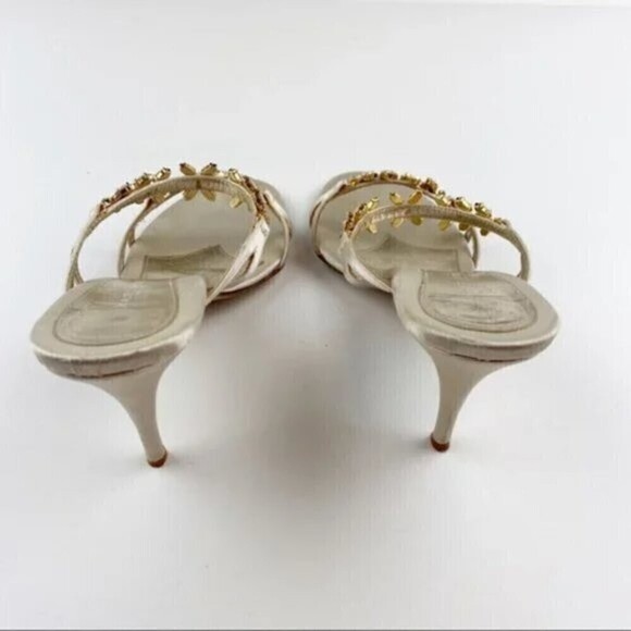 L'Autre Chose Cream Rhinestone Embellished Heel Evening Sandals Size 8 - Picture 5 of 15